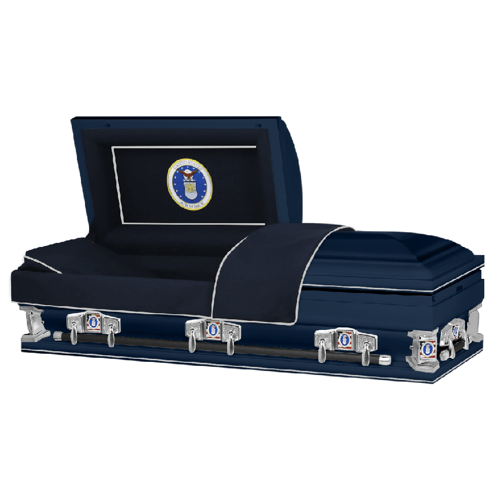 Photo of Titan Veteran Select XL | AIR FORCE | Dark Blue Steel Casket with Dark Blue Interior | 28", 29", 33", 36"